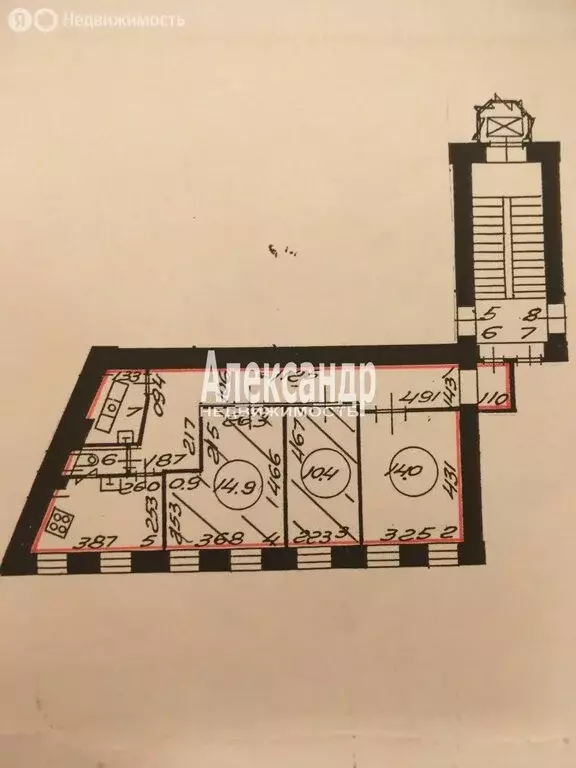 3-комнатная квартира: Санкт-Петербург, улица Александра Матросова, 14 ... - Фото 2
