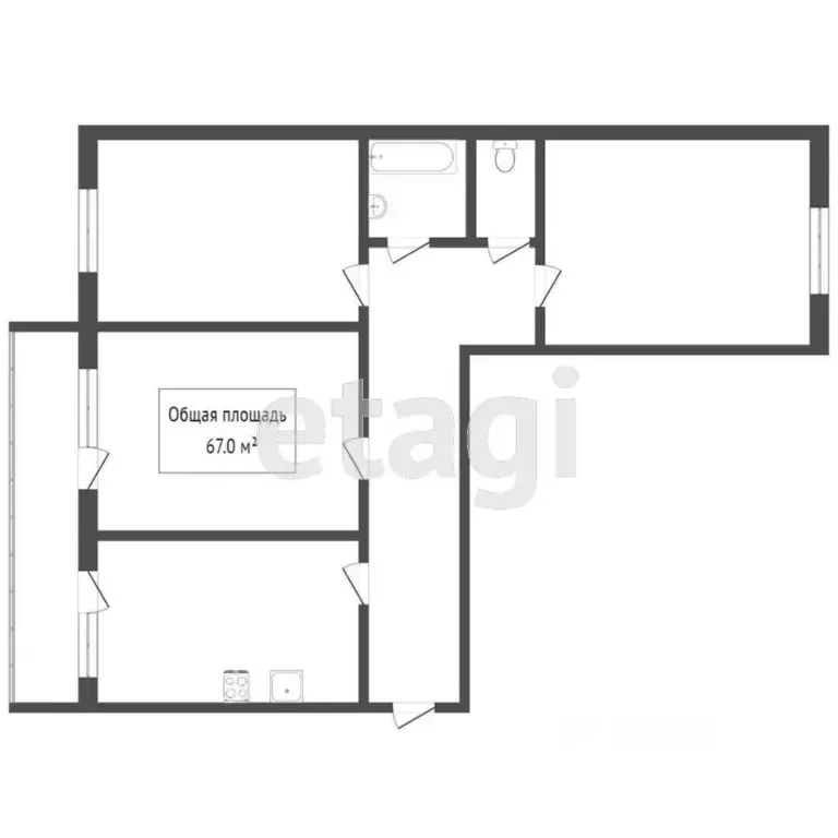 3-к кв. Томская область, Томск Черемошники мкр, ул. Пролетарская, 18 ... - Фото 1