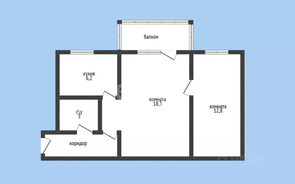 2-к кв. Белгородская область, Шебекино ул. Свободы, 29 (44.8 м) - Фото 1