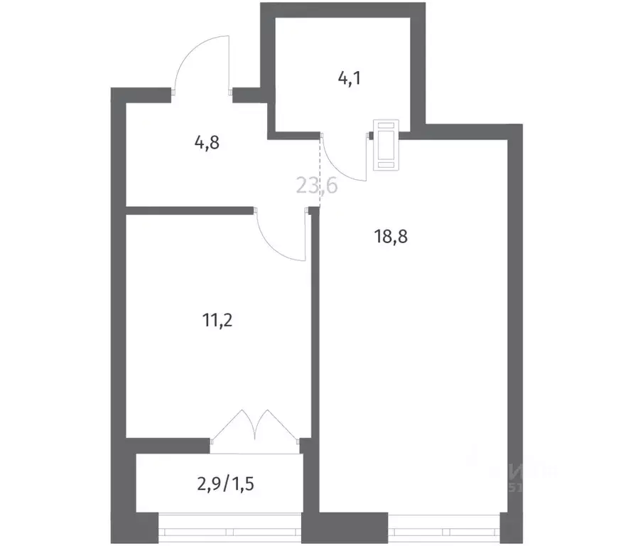 1-к кв. Ленинградская область, Ломоносовский район, Аннинское ... - Фото 1