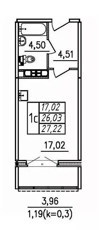 Студия Санкт-Петербург пос. Шушары,  (27.22 м) - Фото 0
