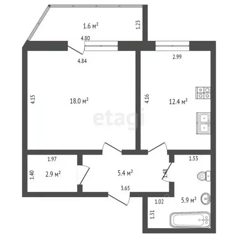 1-к кв. Ямало-Ненецкий АО, Новый Уренгой Дружба мкр, 6/1 (44.5 м) - Фото 1