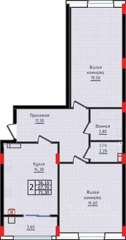 2-к кв. Ставропольский край, Ставрополь ул. Якова Андрюшина, 6 (71.3 ... - Фото 1