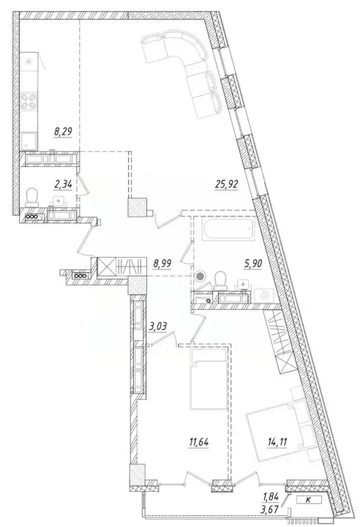 2-к кв. Приморский край, Владивосток ул. Достоевского (82.57 м) - Фото 1