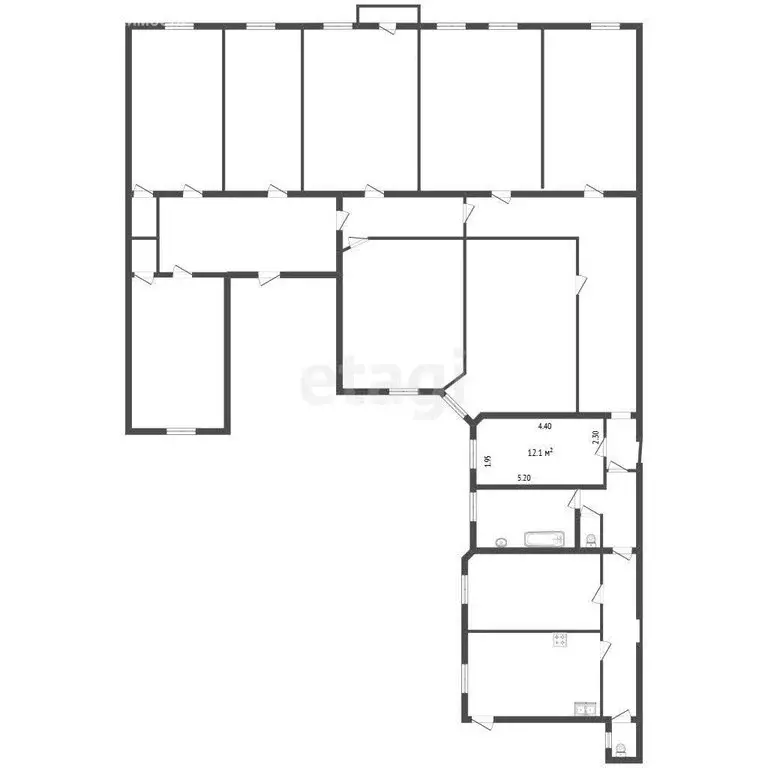 1к в 9-комнатной квартире (12.1 м) - Фото 1