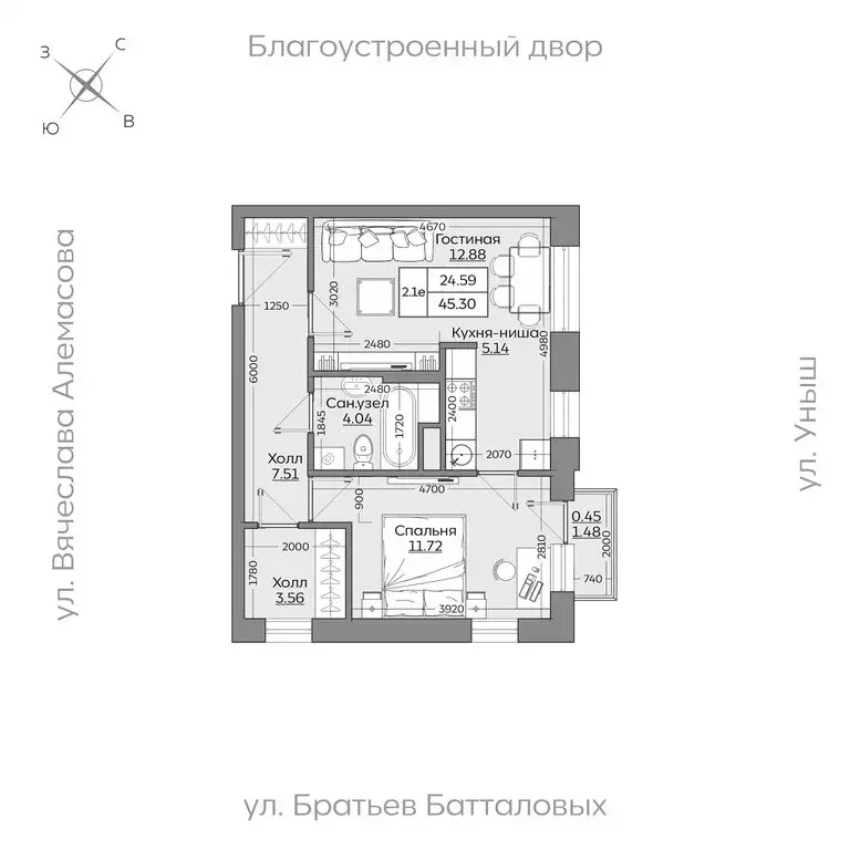 2-комнатная квартира: республика татарстан, казань, приволжский район . - Фото 0