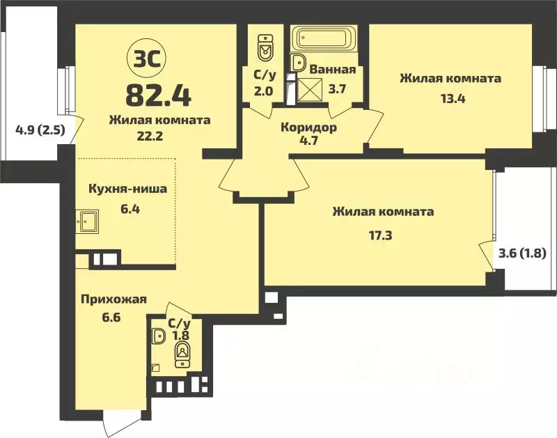 3-к кв. Новосибирская область, Новосибирский район, Станционный ... - Фото 0