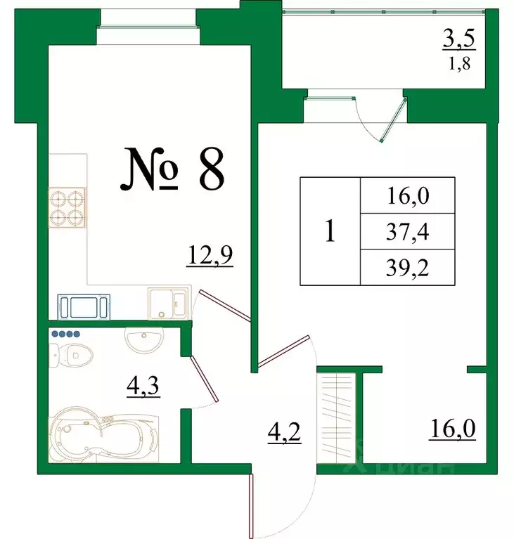1-к кв. Ленинградская область, Гатчина Красносельское ш., 4Ак1 (39.2 ... - Фото 1