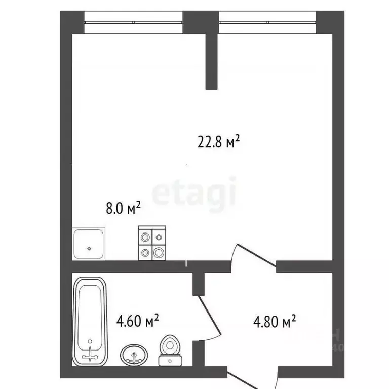 Студия Тюменская область, Тюмень ул. Павла Никольского, 10 (33.0 м) - Фото 1