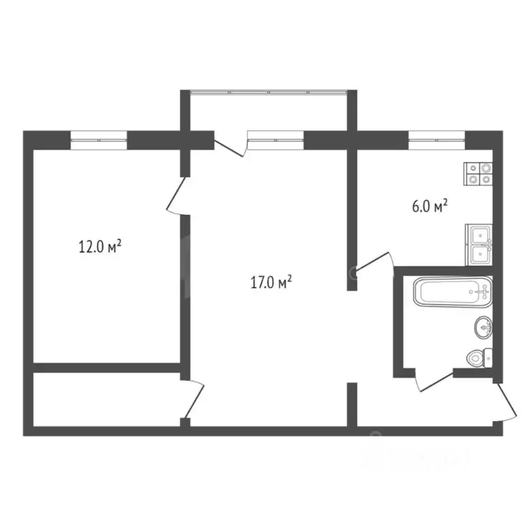 2-к кв. Тюменская область, Тюмень ул. Мельникайте, 101/8 (43.4 м) - Фото 2
