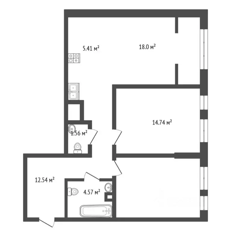 2-к кв. Тюменская область, Тюмень ул. Тимофея Чаркова, 83 (72.0 м) - Фото 2
