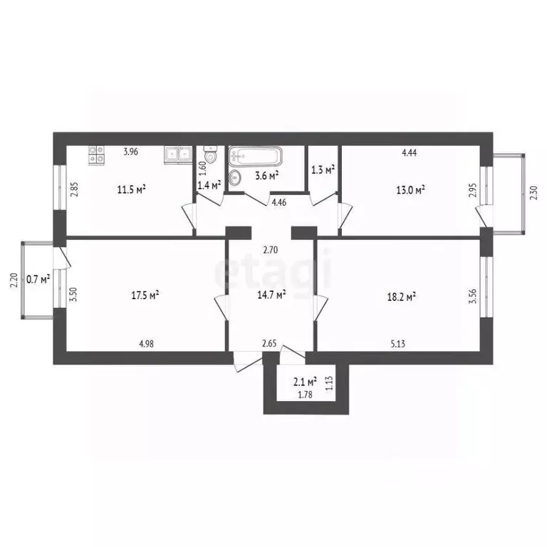 3-к кв. Башкортостан, Стерлитамак Социалистическая ул., 9 (84.7 м) - Фото 2