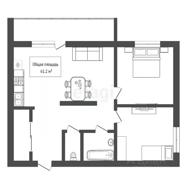 2-к кв. Новосибирская область, Новосибирск ул. Державина, 92 (61.2 м) - Фото 1