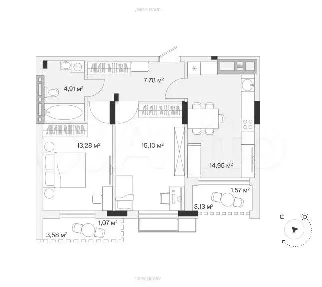 2-к. квартира, 58,7 м, 7/7 эт. - Фото 1