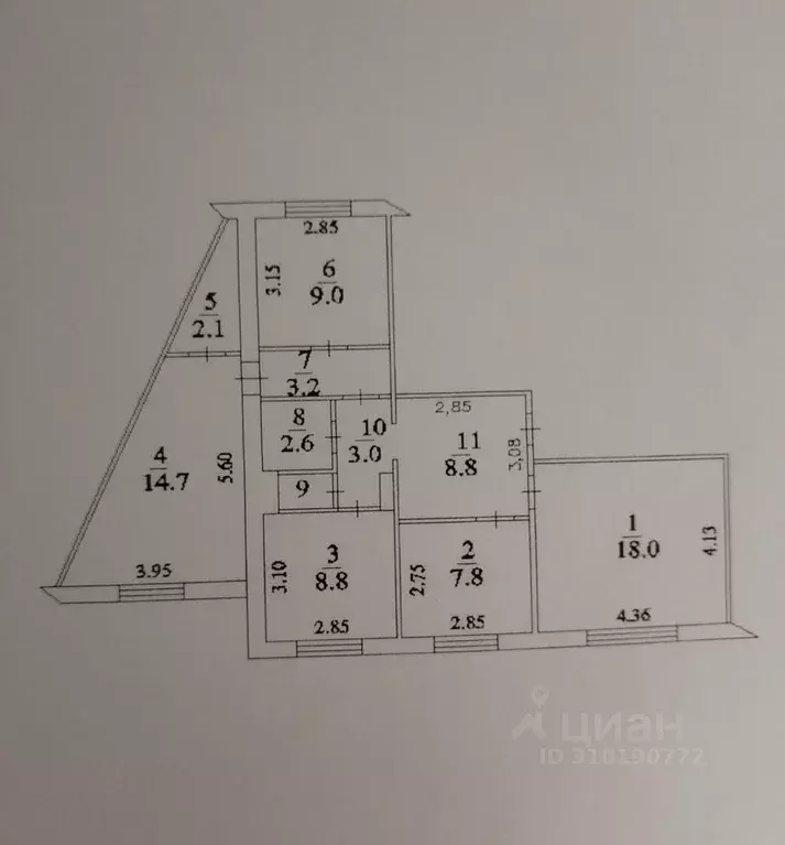 4-к кв. Кемеровская область, Кемерово ул. Халтурина, 23а (79.0 м) - Фото 0