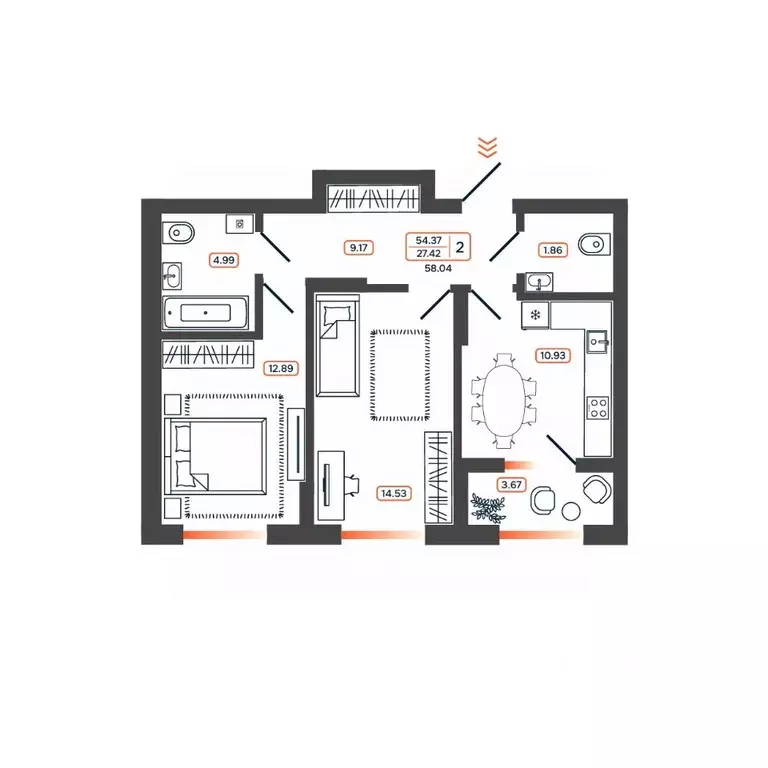 2-к кв. Ростовская область, Батайск ул. Дружная, 10 (58.04 м) - Фото 1
