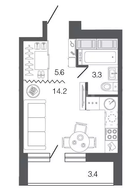 Квартира-студия: Кемерово, бульвар Строителей, 20 (16.8 м) - Фото 1