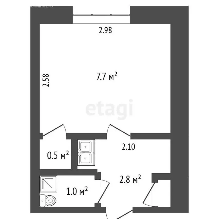 Квартира-студия: Новороссийск, улица Михаила Борисова, 17 (12.3 м) - Фото 1