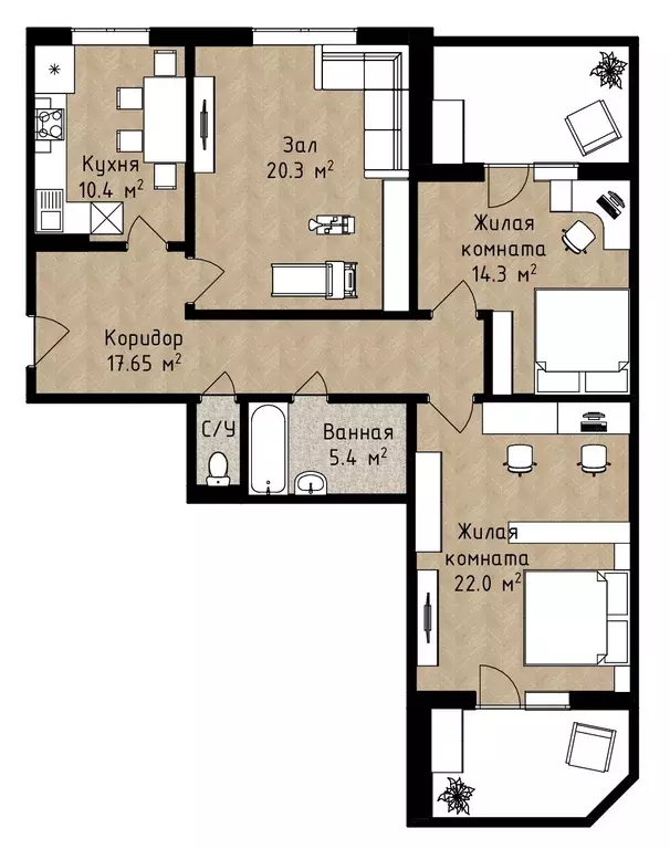 Продаётся 3-к квартира, 87.3 м - Фото 1