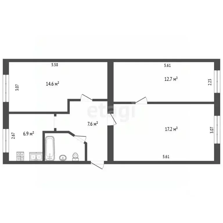 3-к кв. Вологодская область, Череповец ул. Гоголя, 29 (61.7 м) - Фото 2