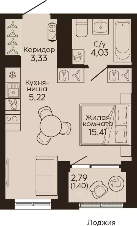 Студия Свердловская область, Екатеринбург Вокзальный жилрайон,  (29.39 ... - Фото 1