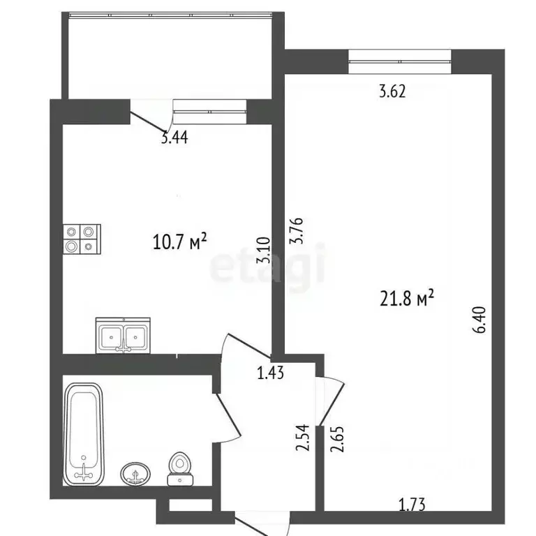 1-к кв. Москва Свободный просп., 25/27 (41.6 м) - Фото 2