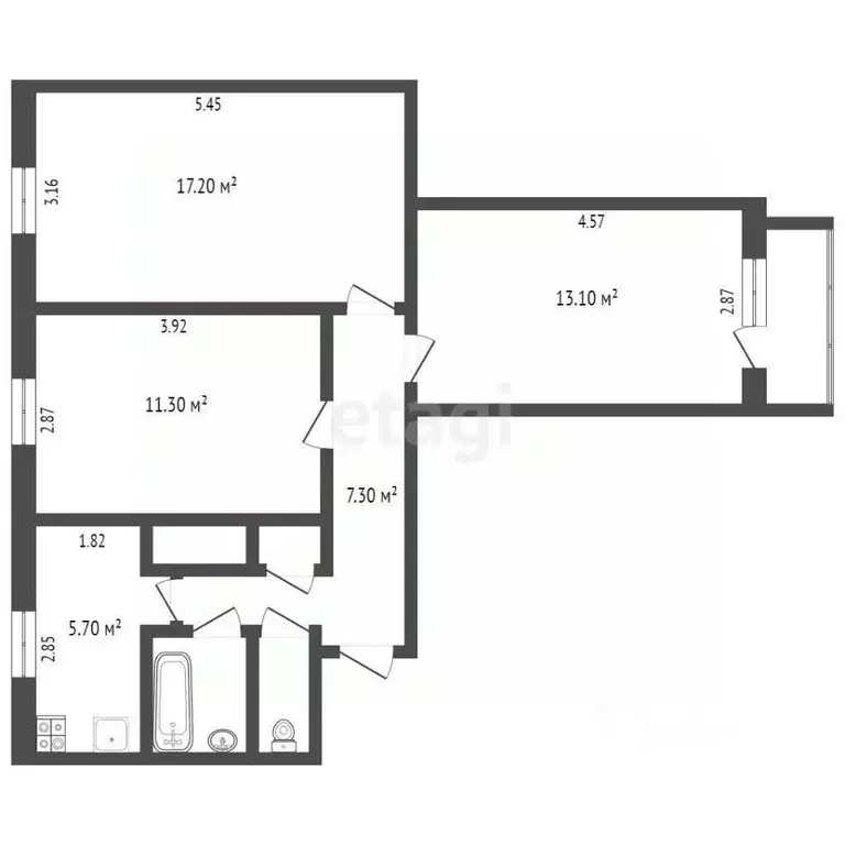 3-к кв. Ямало-Ненецкий АО, Новый Уренгой Юбилейная ул., 8 (58.3 м) - Фото 2