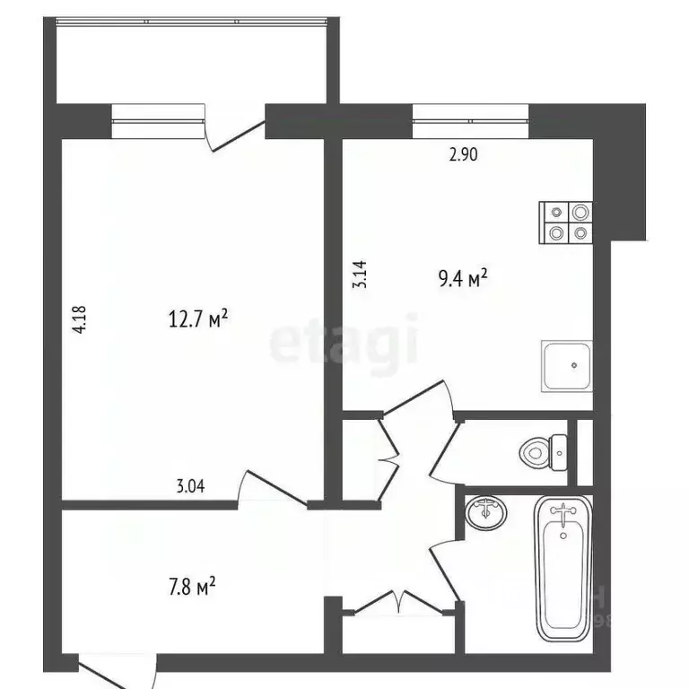 1-к кв. Карелия, Кондопога ул. Советов, 15Б (34.5 м) - Фото 1