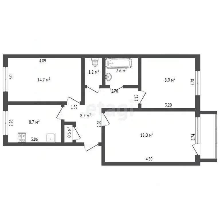 3-к кв. Тюменская область, Ишим ул. Калинина (63.4 м) - Фото 1