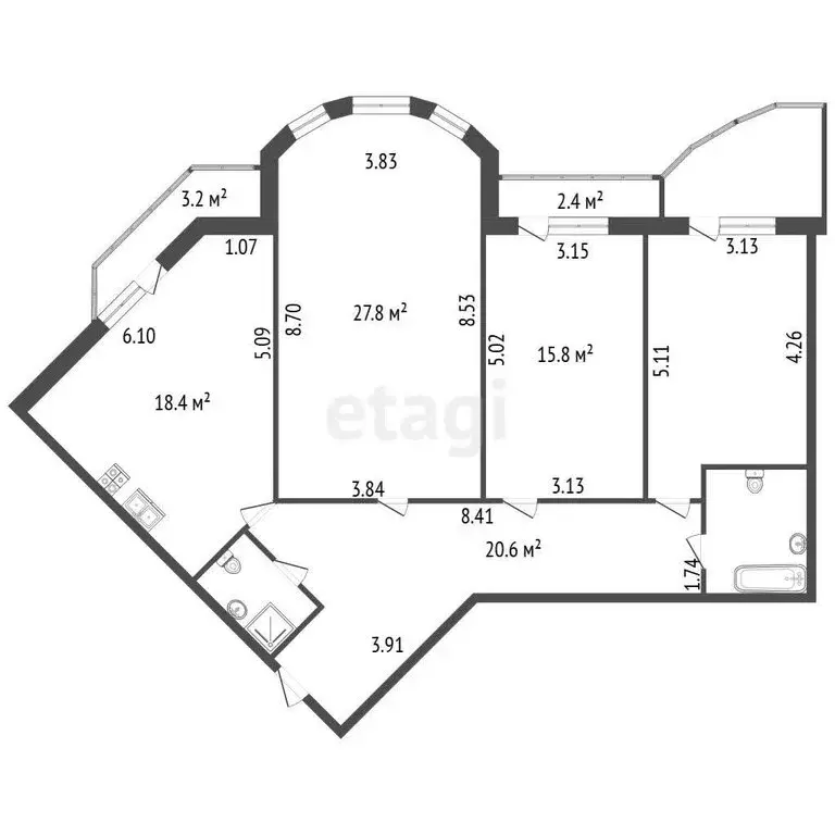 3-комнатная квартира: Санкт-Петербург, Гранитная улица, 54к3 (103.7 м) - Фото 1
