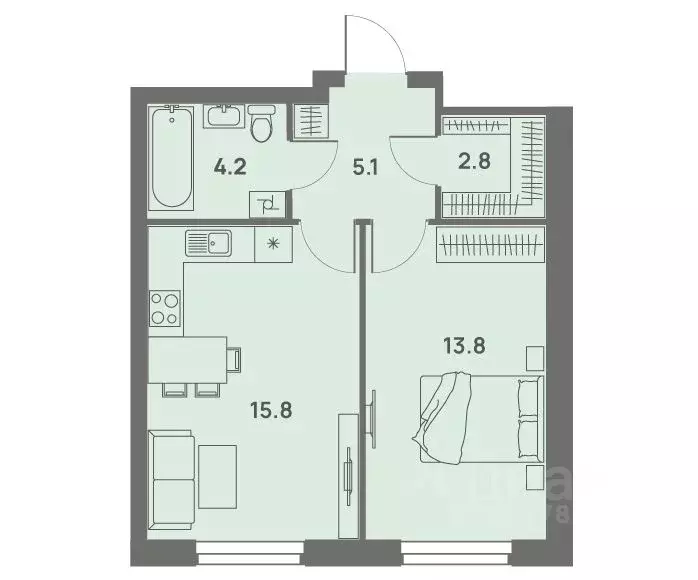 2-к кв. Пермский край, Пермь Трамвайная ул., 27 (41.7 м) - Фото 1
