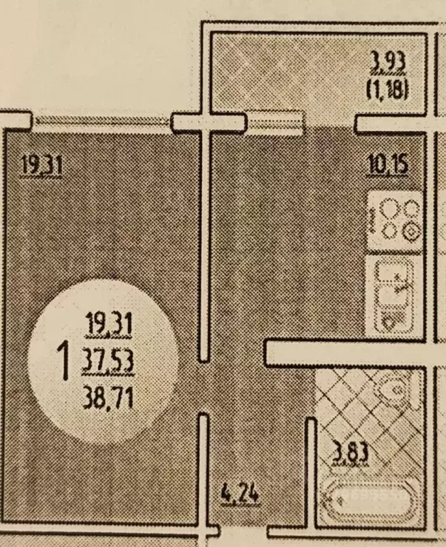1-к кв. Краснодарский край, Краснодар ул. Генерала Трошева, 47 (37.53 ... - Фото 2