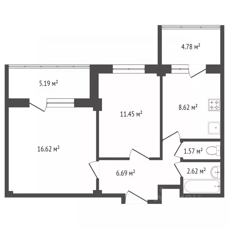 2-к кв. Красноярский край, Красноярск Караульная ул., 40 (54.8 м) - Фото 1