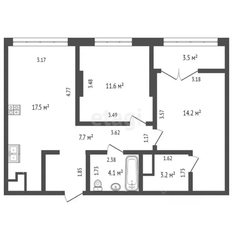 2-к кв. Тюменская область, Тюмень ул. Мира, 35 (44.0 м) - Фото 1