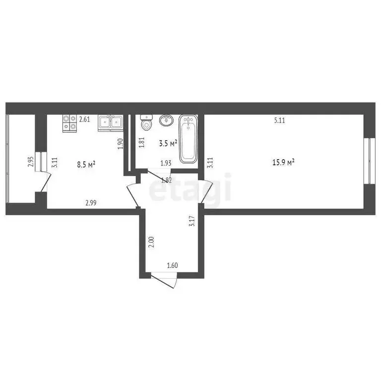 1-комнатная квартира: Оренбург, Авиационная улица, 22/1 (33.3 м) - Фото 1