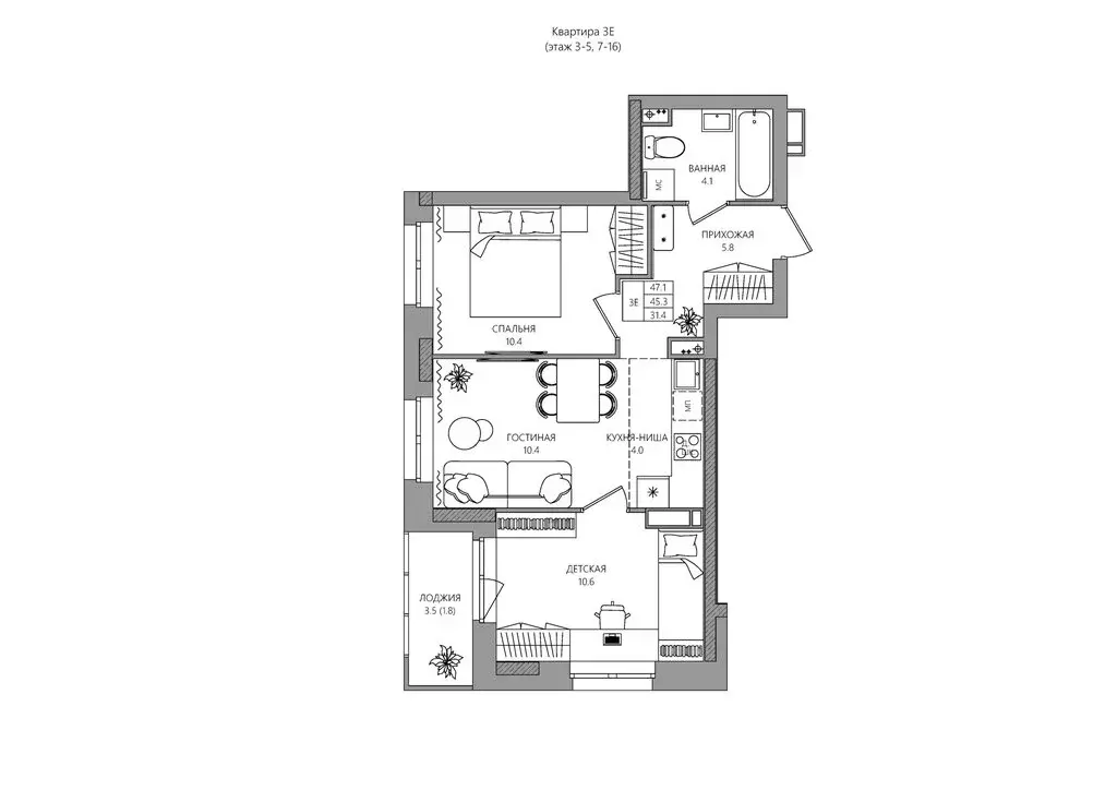 3-комнатная квартира: Пермский муниципальный округ, деревня ... - Фото 1