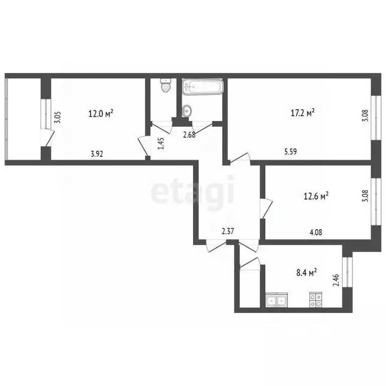 3-к кв. Чувашия, Чебоксары Гражданская ул., 101 (66.0 м) - Фото 2