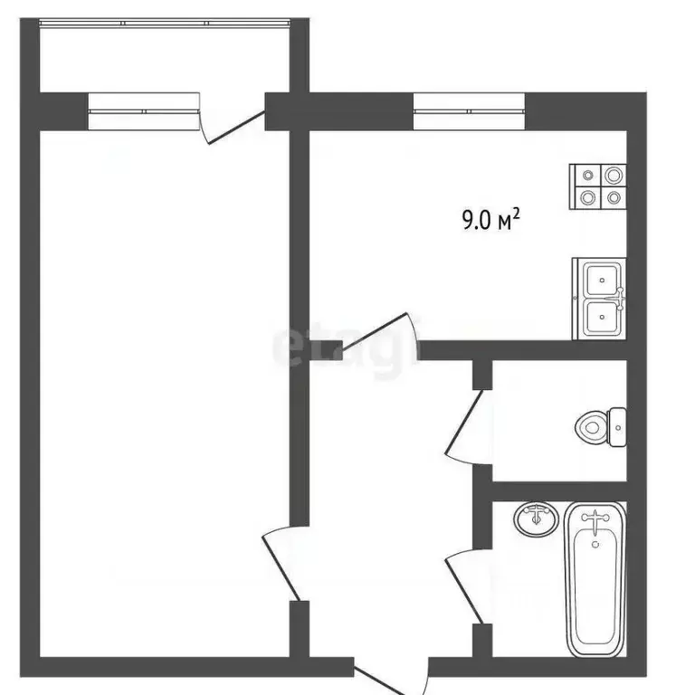 1-к кв. Тамбовская область, Тамбов Астраханская ул., 195к2 (35.1 м) - Фото 0