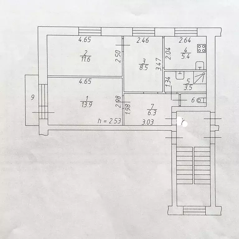 Квартира, 3 комнаты, 51.2 м - Фото 1