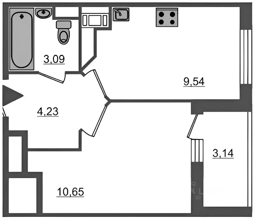 1-к кв. Санкт-Петербург пос. Шушары, просп. Старорусский, 13к1 (27.4 ... - Фото 2