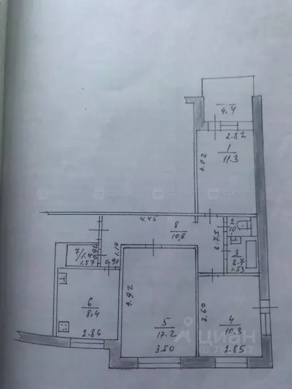 3-к кв. Татарстан, Казань ул. Рихарда Зорге, 90 (62.9 м) - Фото 1