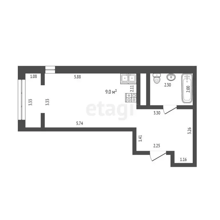 Квартира-студия: Тюмень, улица Тимофея Чаркова, 83 (37.6 м) - Фото 0