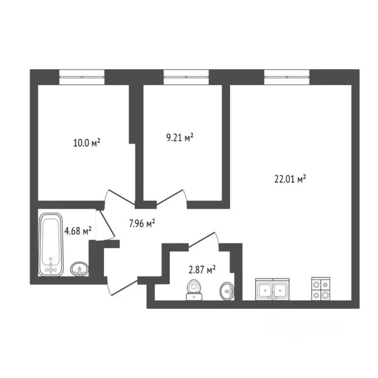 2-к кв. Тюменская область, Тюмень ул. Лесопарковая, 1к1 (57.0 м) - Фото 2