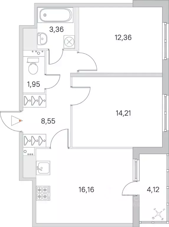 2-к кв. Ленинградская область, Всеволожский район, Заневское городское ... - Фото 1
