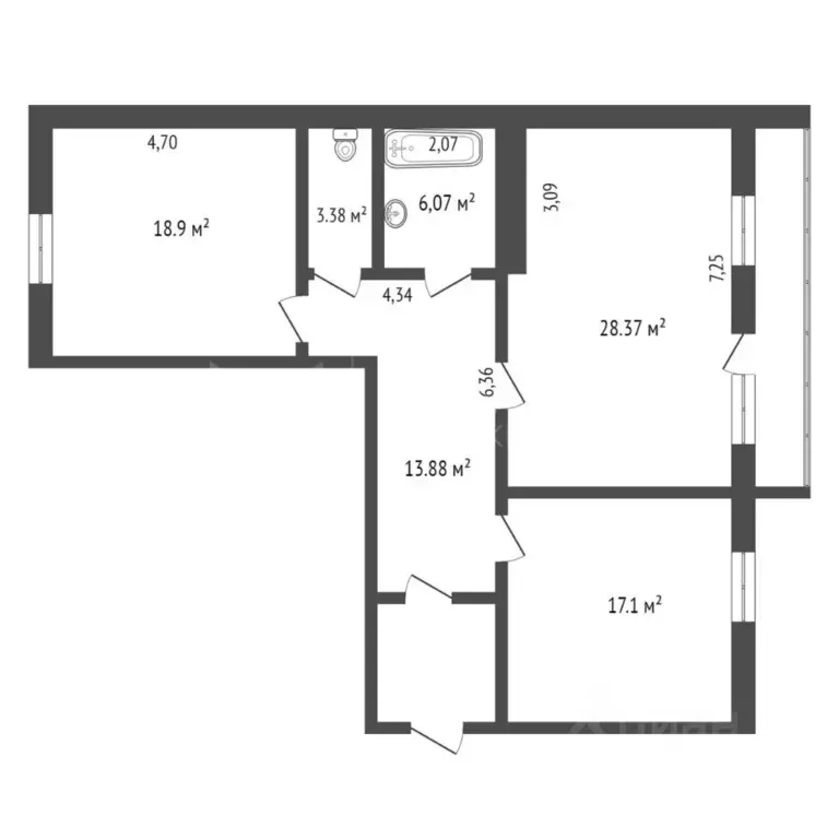 2-к кв. Тюменская область, Тюмень Солнечный проезд, 7 (87.7 м) - Фото 2