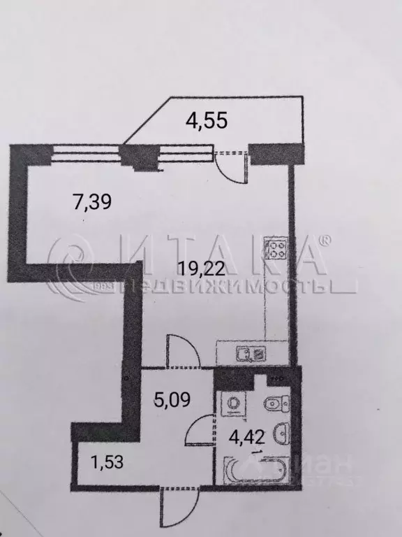 Студия Санкт-Петербург ул. Маршала Захарова, 10 (37.65 м) - Фото 1