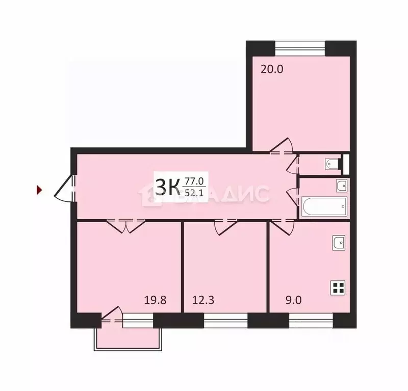 3-к кв. Москва 3-я Гражданская ул., 52 (77.0 м) - Фото 1