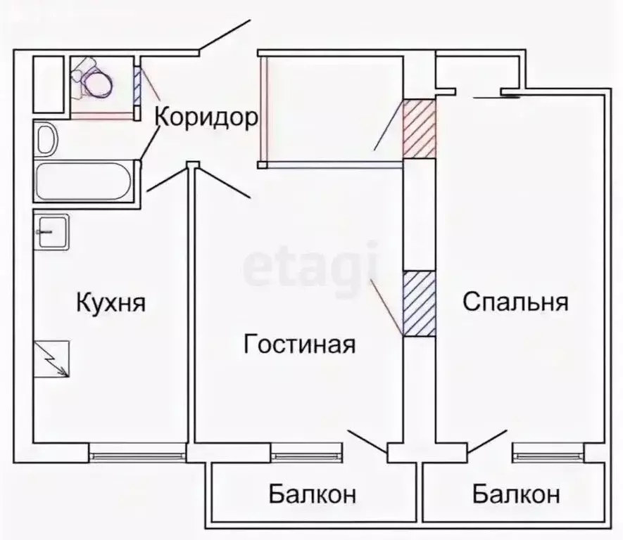 2-комнатная квартира: Киреевск, Заречная улица, 4 (45.2 м) - Фото 1