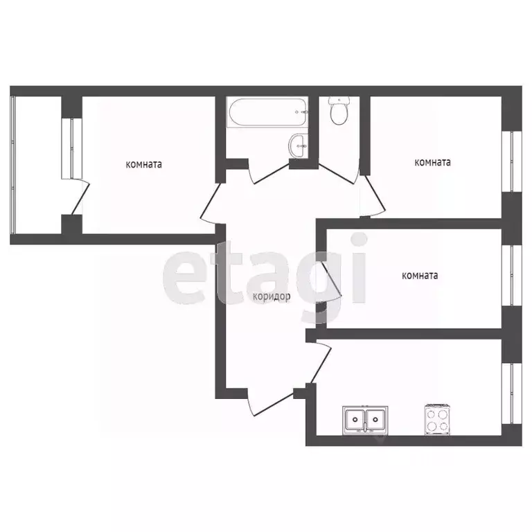 3-к кв. Челябинская область, Челябинск ул. Захаренко, 1 (69.0 м) - Фото 2