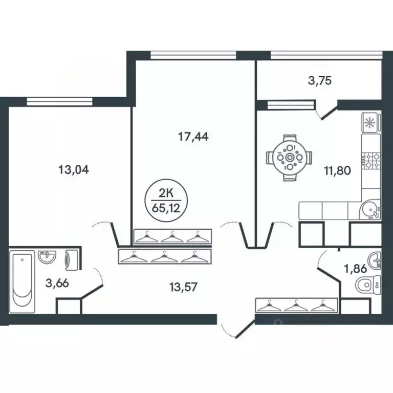 2-к кв. Тверская область, Тверь ул. Левитана, 74Б (65.12 м) - Фото 1